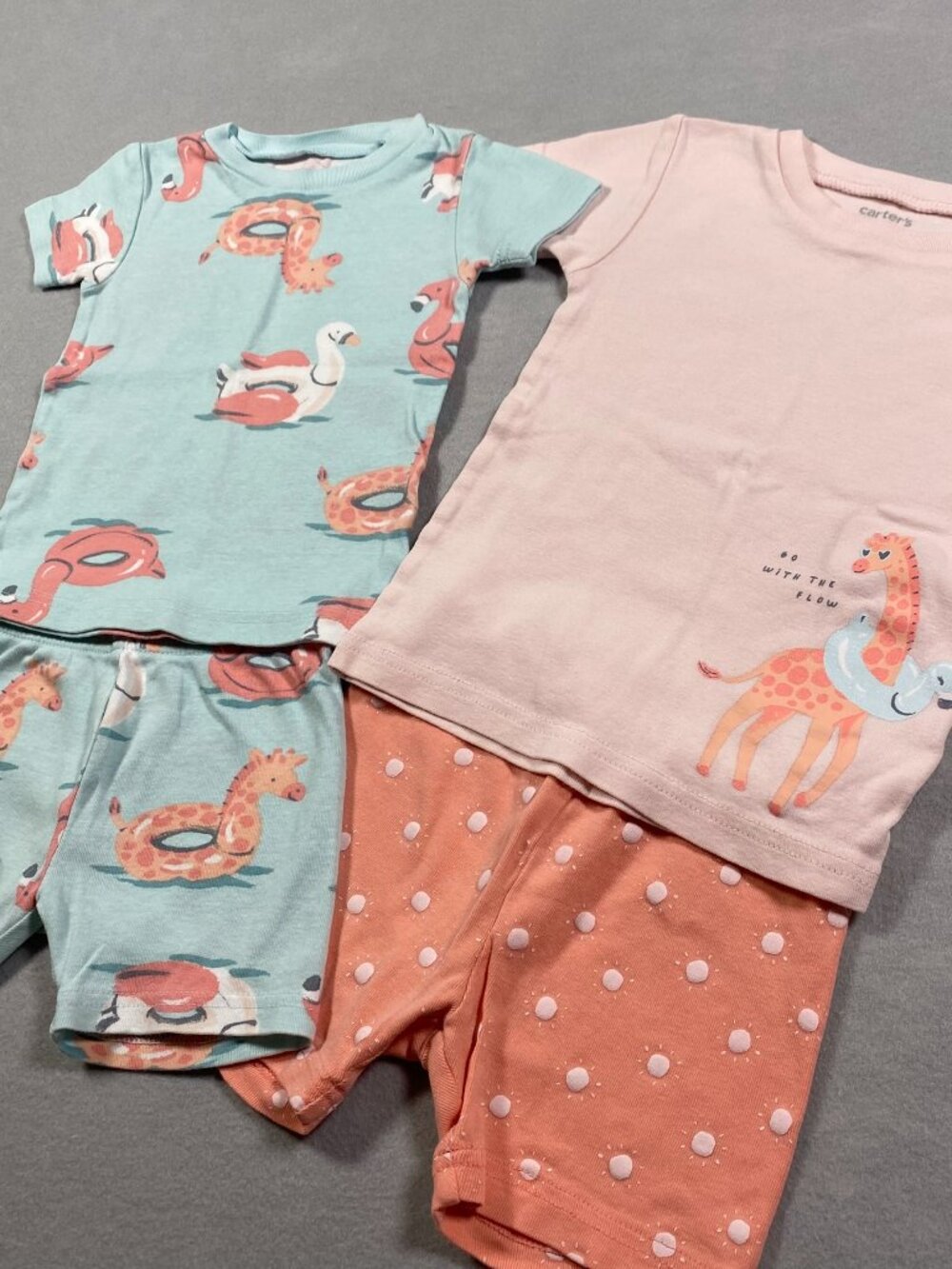 LOT OF 2: Toddler Girls Carter's Short Sleeve Shorts Snug Fit Pajamas - 18M / 2T